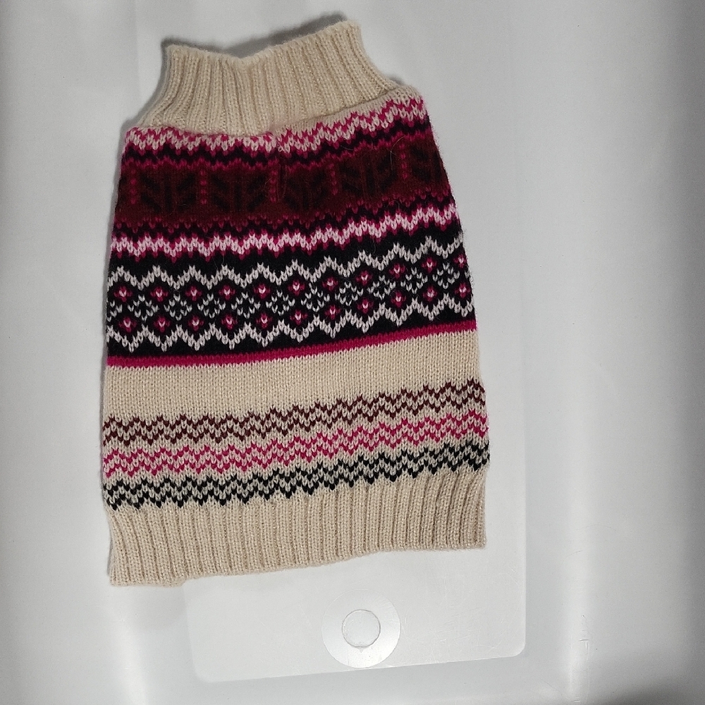 Cozy Knit Dog Sweater in Pink and Cream